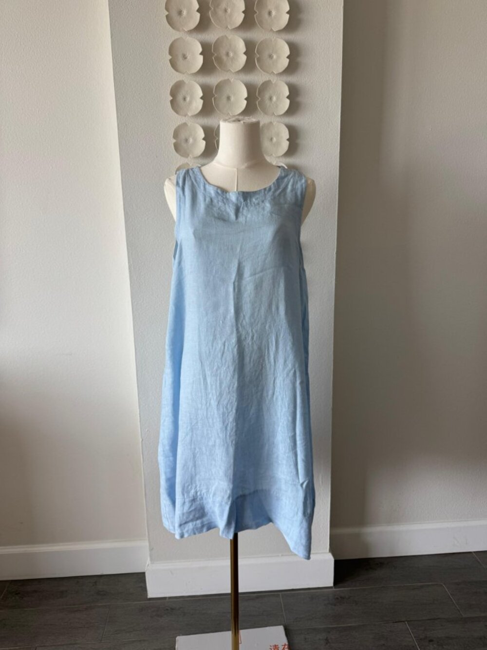 100% Linen Shift Dress – Made in Greece (Hydra) – One Size – Light Blue - Picture 6 of 8